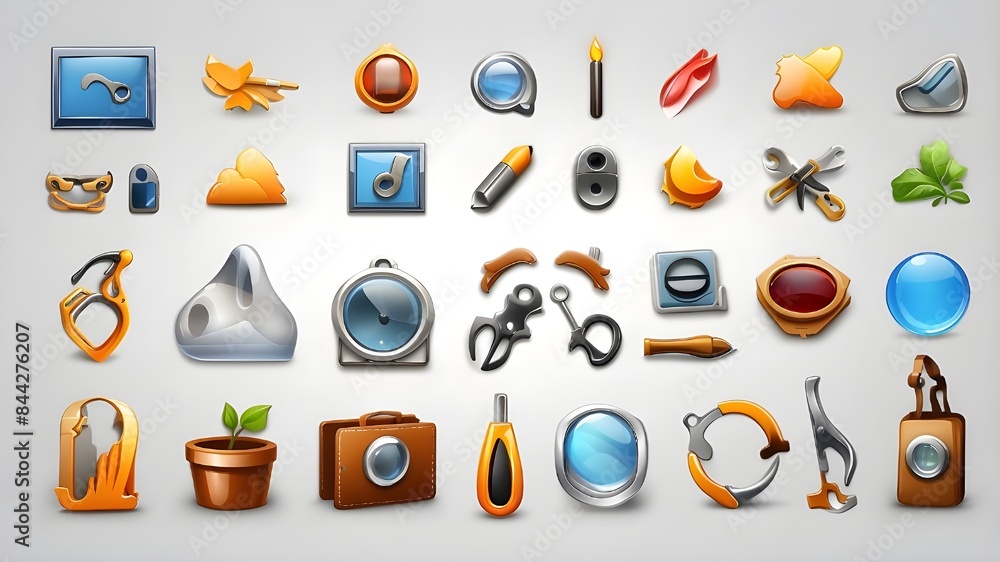 Poster once the icons are rendered, isolate each icon on a transparent png background. use the appropriate 
