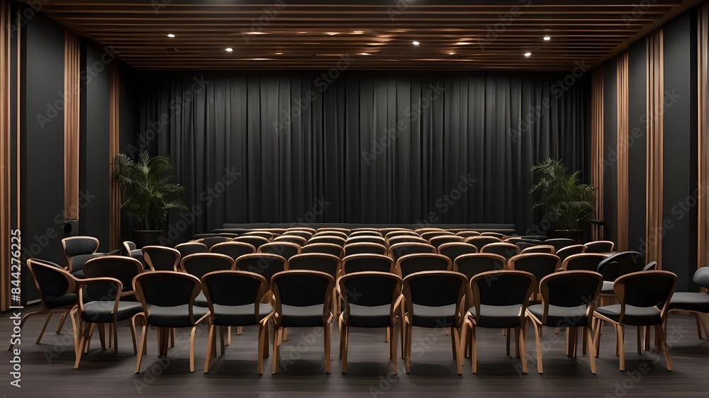 Poster once the room setup is designed, isolate the scene on a dark background to create a high-contrast ef