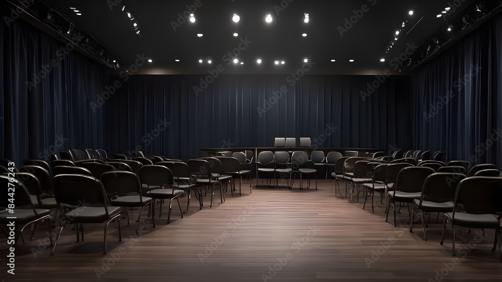 Poster once the room setup is designed, isolate the scene on a dark background to create a high-contrast ef