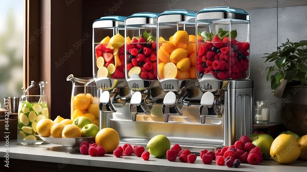 Poster pay attention to the details of the dispenser machine and containers to make them look realistic and