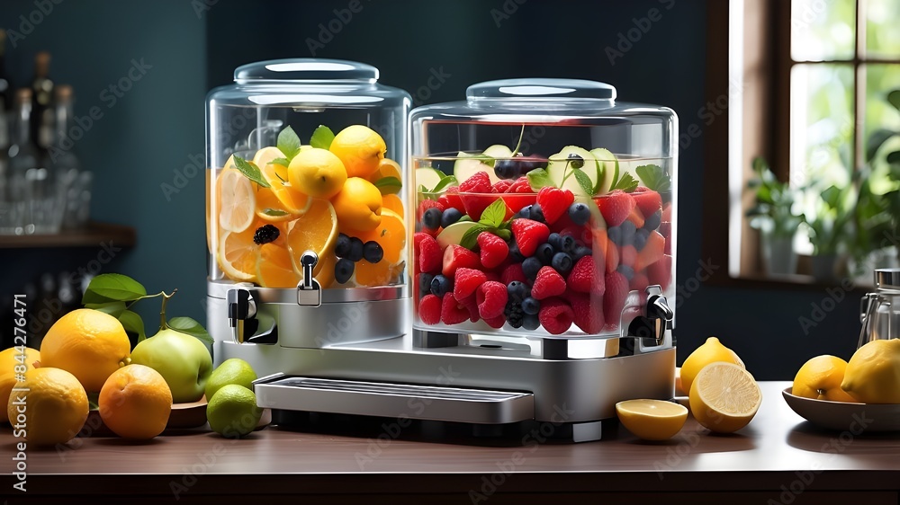 Poster pay attention to the details of the dispenser machine and containers to make them look realistic and