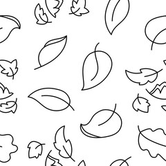Autumn leaves fall. Seamless pattern. Coloring Page. Nature plant. Hand drawn style. Vector drawing. Design ornaments.