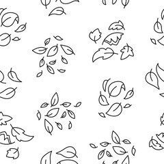 Autumn leaves fall. Seamless pattern. Coloring Page. Nature plant. Hand drawn style. Vector drawing. Design ornaments.