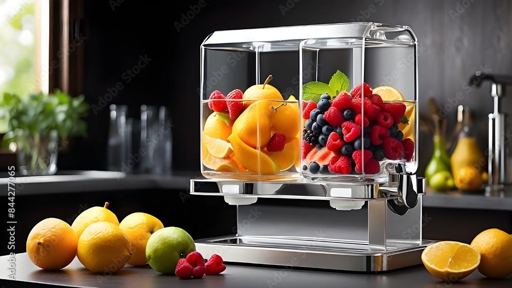 Poster pay attention to the details of the dispenser machine and containers to make them look realistic and