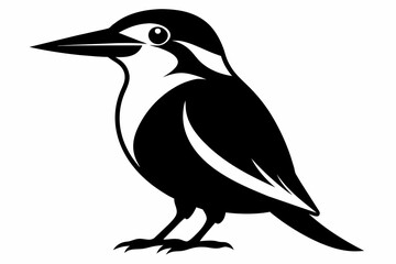 White-Throat Kingfisher Black Silhouette Vector,bird, heron, nature, animal, wildlife, beak, cormorant, blue, white, feather, wild, head, 