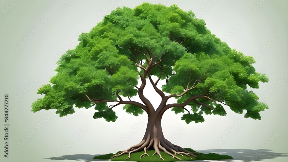Poster illustrate a sturdy tree with a thick trunk and branches extending upward and outward. use vibrant g