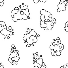 Foam made of soap or clouds. Seamless pattern. Coloring Page. Bubbles of different shapes. Hand drawn style. Vector drawing. Design ornaments.
