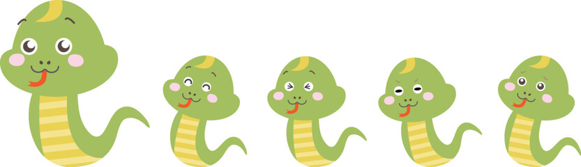 かわいいヘビの親子のキャラクターのイラスト