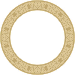 Vector round gold border, frame, Pompeii ring. Circle Neopolitan ornament. Art of Ancient Rome