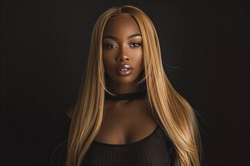Fototapeta premium a woman with long blonde hair and a choke