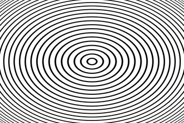 Oval Concentric Lines Pattern. Abstract Geometric Textured Black and White Background. 