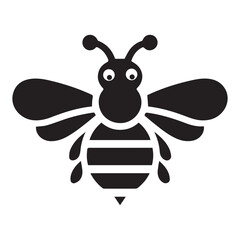 Honey Bee icon, honey bee silhouette on white background