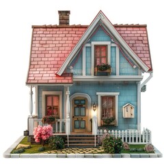 Charming Blue Cottage with Red Roof