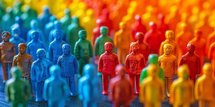 Vibrant individuals with varied traits, desires, and abilities. Target audiences and their tastes and buying ability. Advertising and dividing into groups.