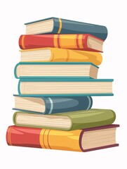 Fototapeta premium Stack of novels on a blank canvas, with colorful covers. Illustration in simple design, featuring reading, digital books, and knowledge resources.