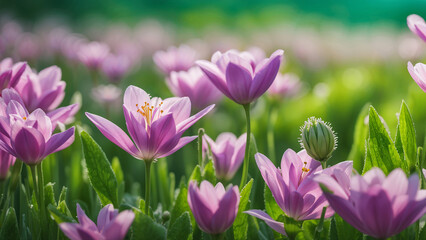 Obraz premium pink flowers in the garden