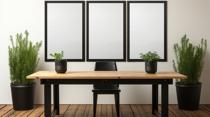 3 large empty poster frames BLACK