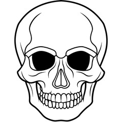 Skull black outline vector illustration 
