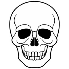 Skull black outline vector illustration 