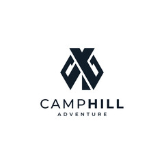 Fototapeta premium camping tents and mountains for outdoor activities logo and camping