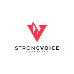 mountains with the letter V for camp and nature activities logo