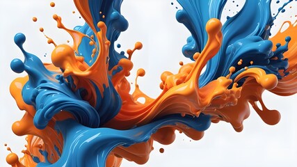 Fototapeta premium Spectacular image of blue and orange liquid ink churning together, with a realistic texture and great quality. Digital art 3D illustration.