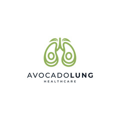 lung with avocado for health care logo and lung detox