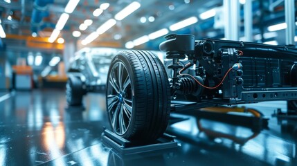 Obraz premium Advancing Electric Powertrains in a Minimalist Lab Setting with Bright Lighting.