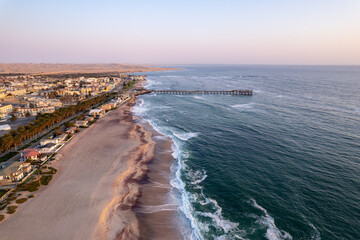 Swakopmund in Namibia, city from above, drone photography