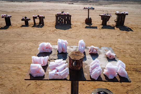 sale of salt lumps in the Namib Desert, Namibia