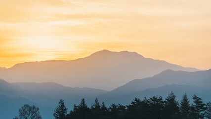 中央アルプス駒ヶ岳の夕景