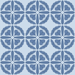 Japanese Flower Circle Vector Seamless Pattern