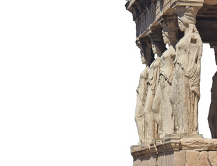 caryatids athens acropolis greece in sunny srping day
