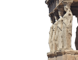 caryatids athens acropolis greece in sunny srping day