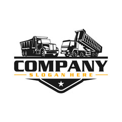 Premium dump truck business ready made circle emblem logo vector