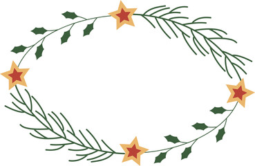 Flat decorative wreath of christmas