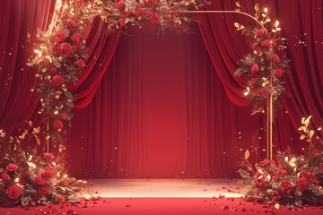 Red and Gold Wedding Ceremony Archway