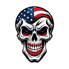 A powerful patriotic skull American flag in grunge-style vector illustration 