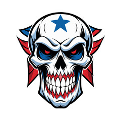 A powerful patriotic skull American flag in grunge-style vector illustration 
