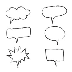 hand drawn speech bubbles vector. Thinking and speaking clouds. Retro bubbles shapes