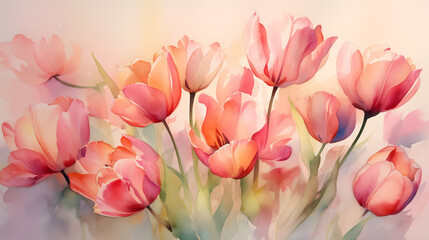 tulips flowral watercolor background