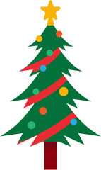 Christmas tree, flat vector christmas icon.