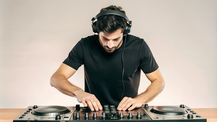 Minimalist DJ Poster. Perfect for: electronic music events, DJ performances, club nights, event posters, nightclub promotions, music venue advertisements.