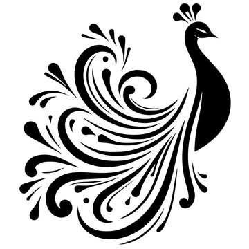 recommend clip art: Beautiful peacock silhouette