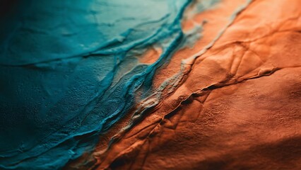Naklejka premium Close up of blue and orange color paper texture background