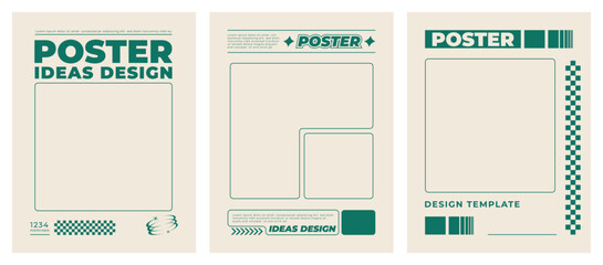 Retro poster with graphic elements of geometrical shapes vector. Trendy Y2k backgrounds for posters, prints, invitations or cards.
