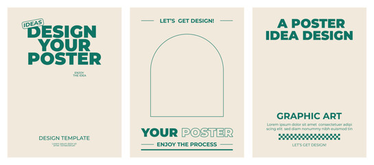 Retro poster with graphic elements of geometrical shapes vector. Trendy Y2k backgrounds for posters, prints, invitations or cards.
