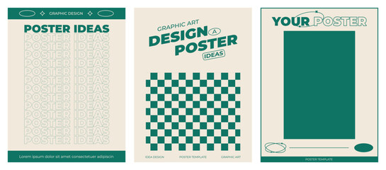 Retro poster with graphic elements of geometrical shapes vector. Trendy Y2k backgrounds for posters, prints, invitations or cards.
