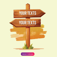 Watercolor vector wooden signboard