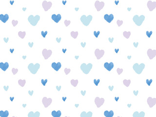 ハートが散りばめられた背景イラスト　水彩風